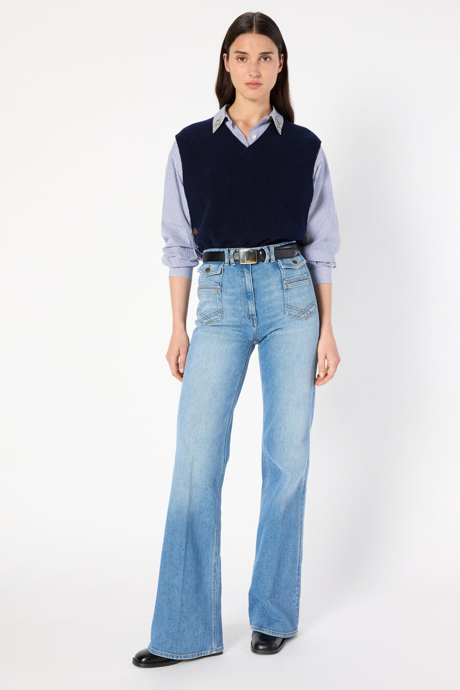 pull sans manches à col en v - evita