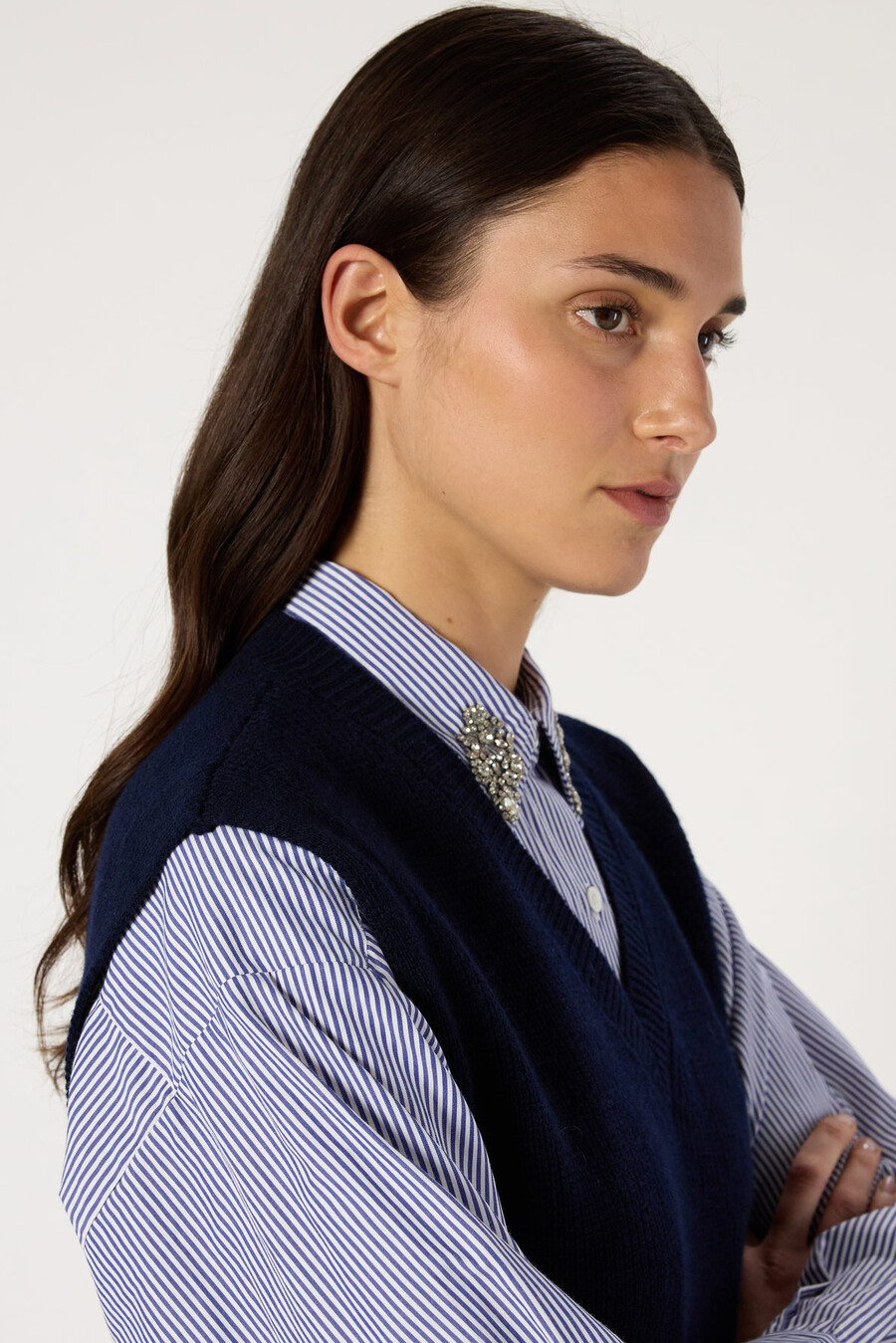 pull sans manches à col en v - evita