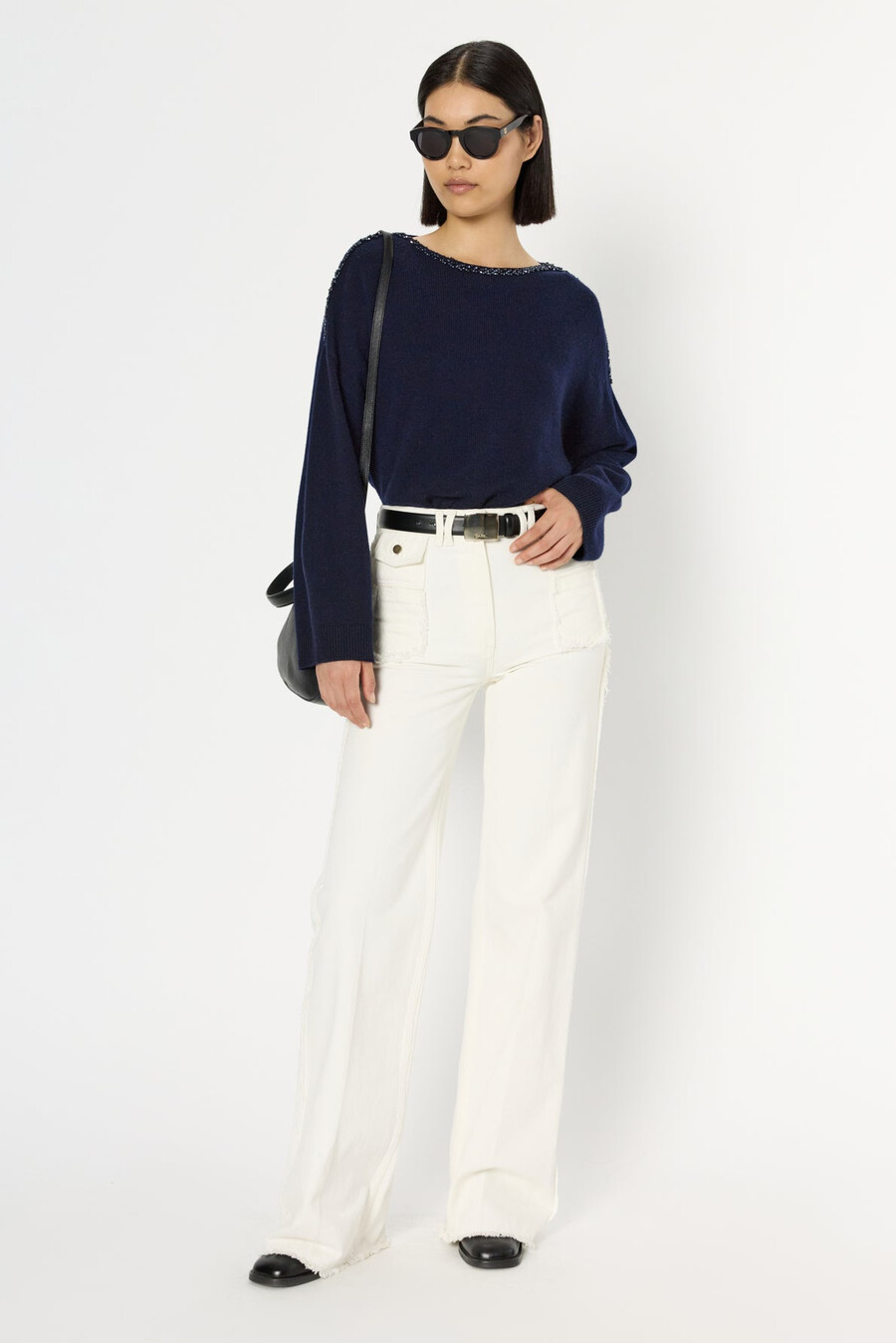 pull en laine ample orné de strass - esme