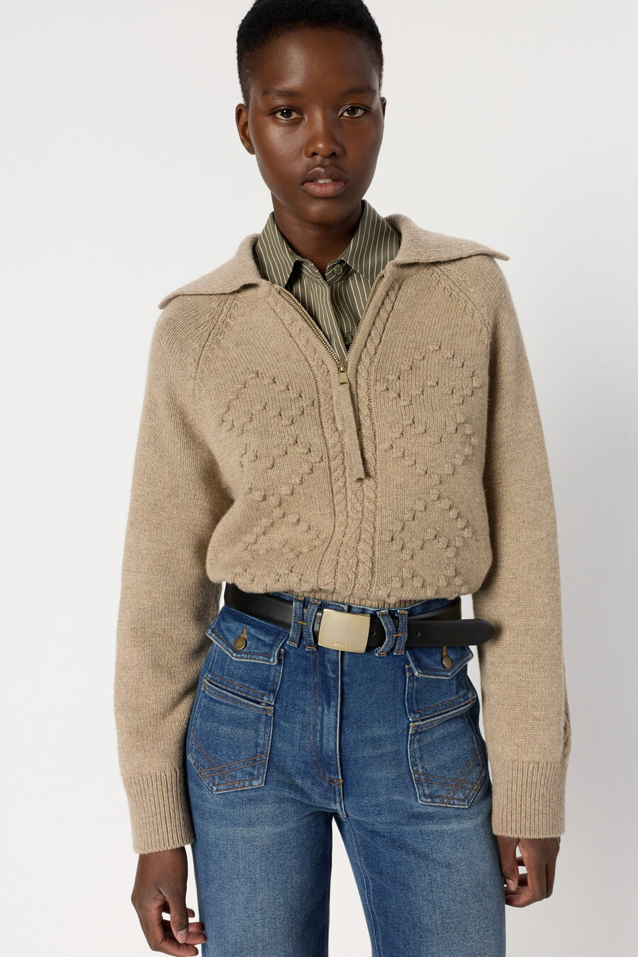 pull en lurex à col zippé - edena
