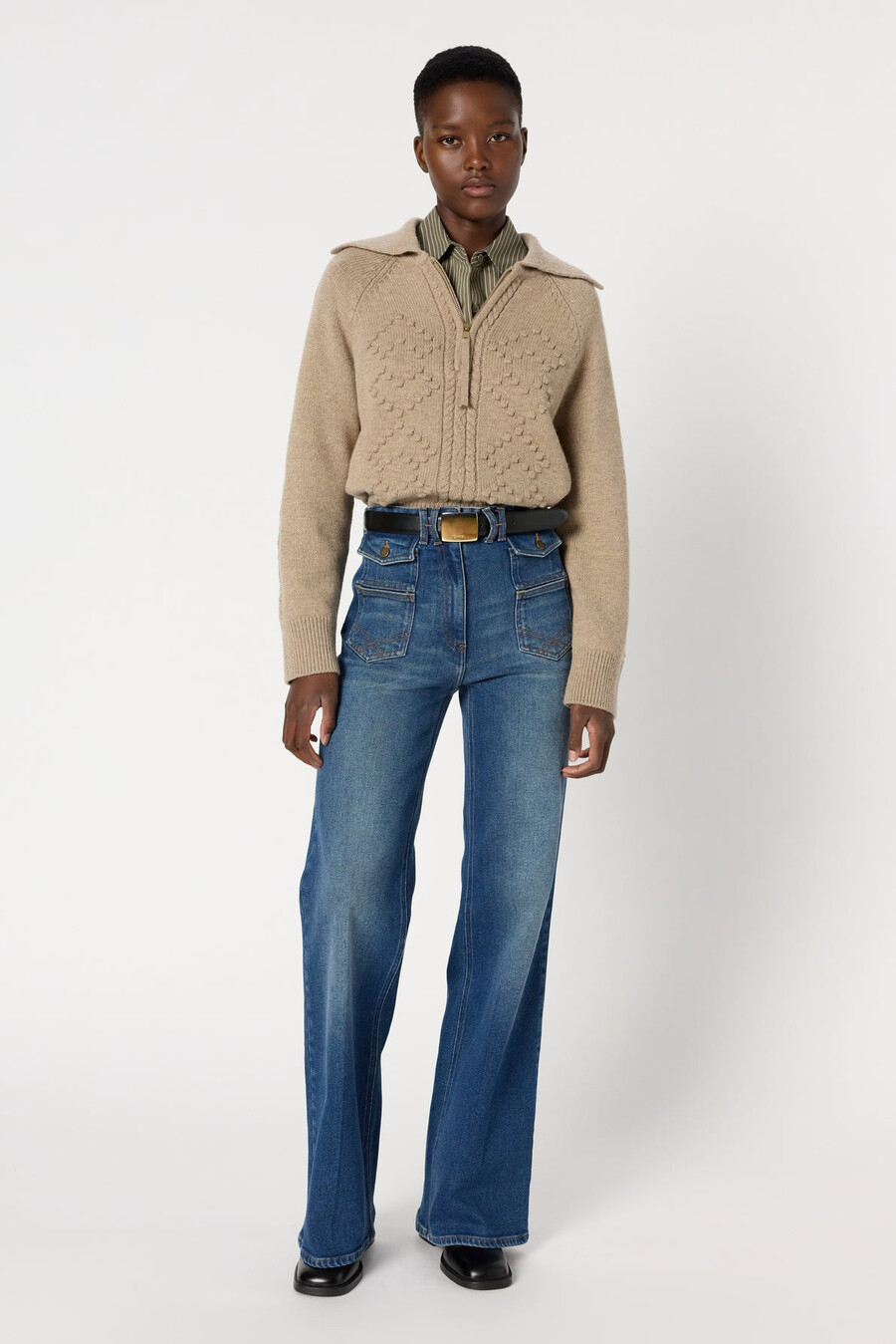 pull en lurex à col zippé - edena