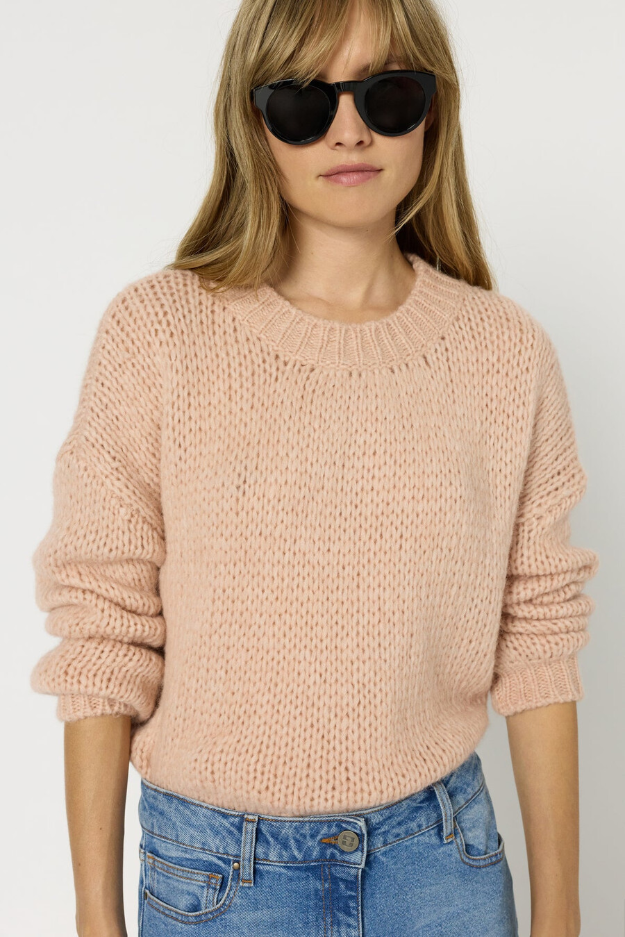 pull à col rond en maille lâche