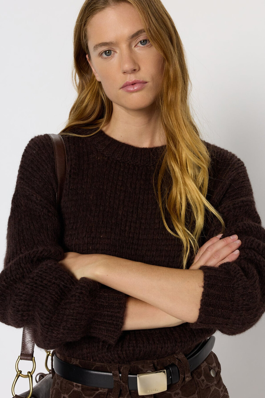 pull à col rond en maille lâche