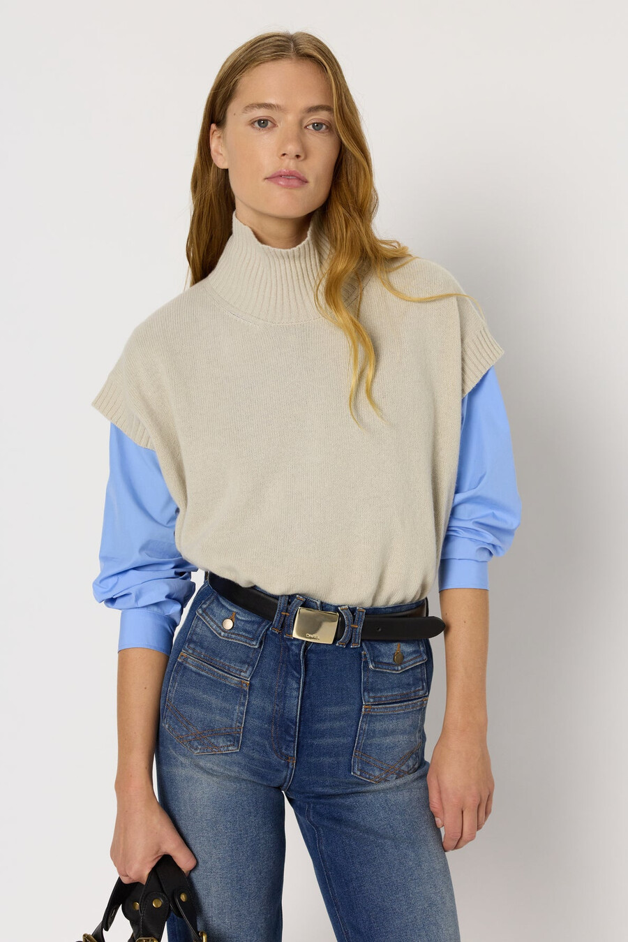 pull sans manches en laine et cachemire