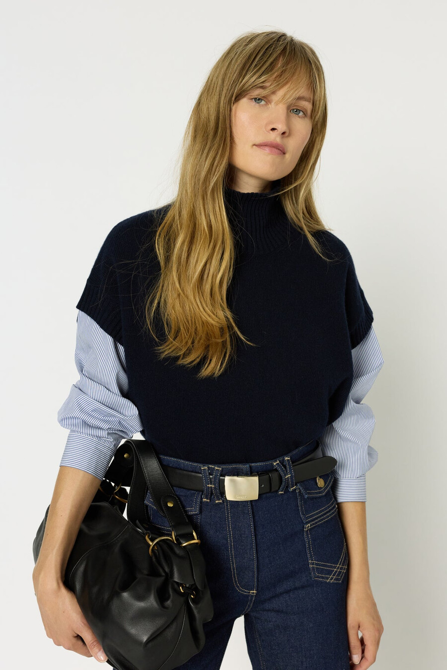 pull sans manches en laine et cachemire