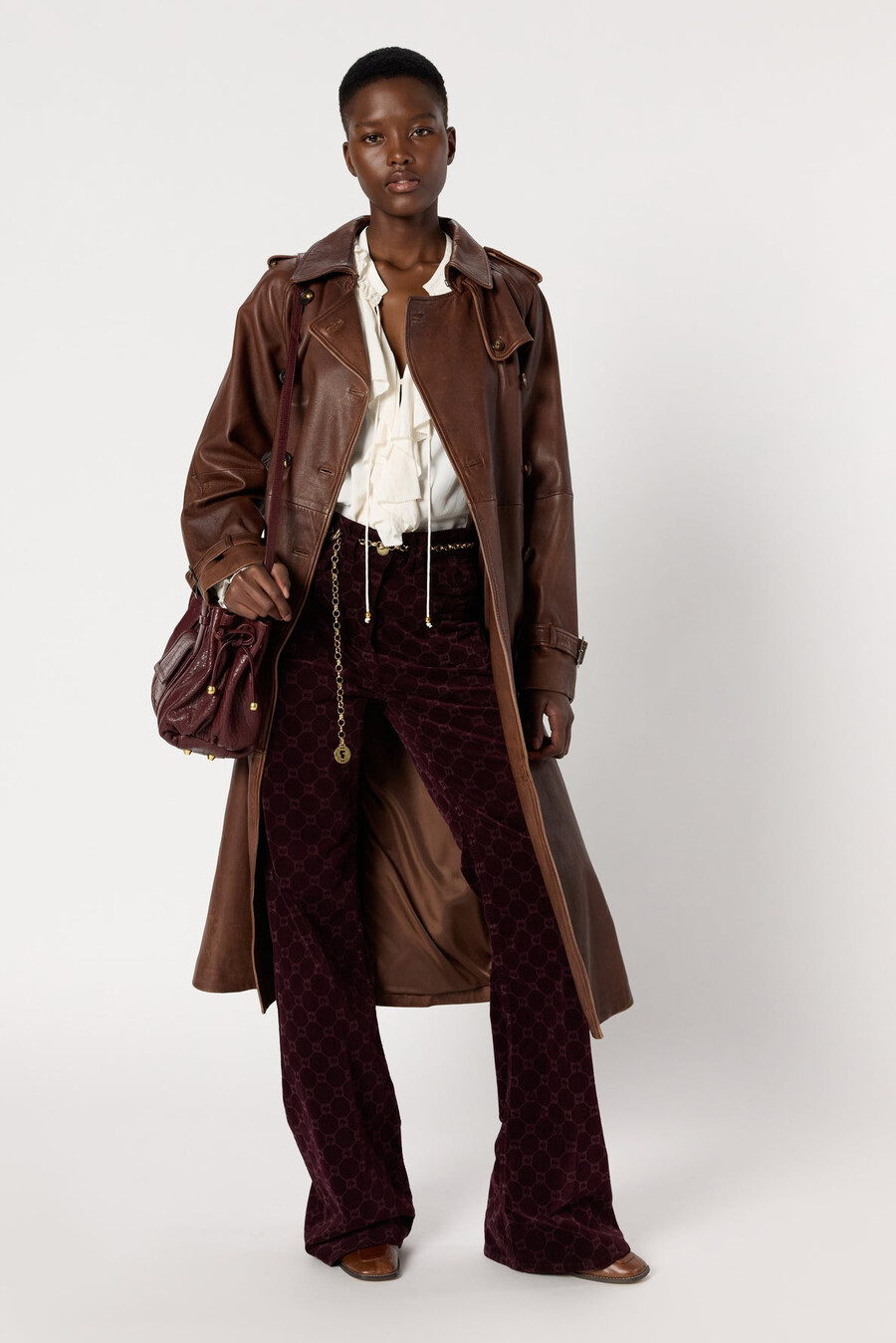 trench-coat en cuir dagneau - lexie