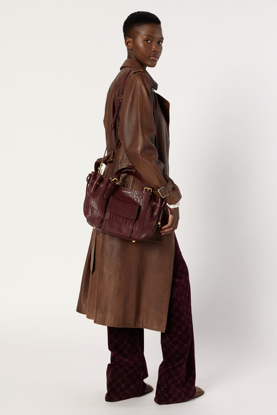 trench-coat en cuir dagneau - lexie