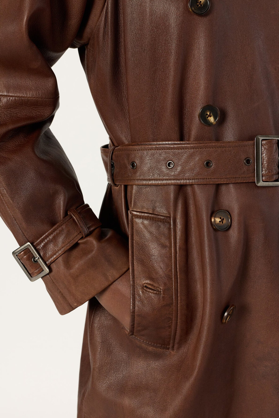 trench-coat en cuir dagneau - lexie