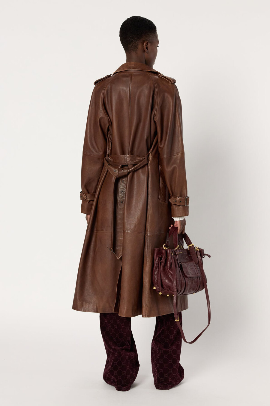 trench-coat en cuir dagneau - lexie