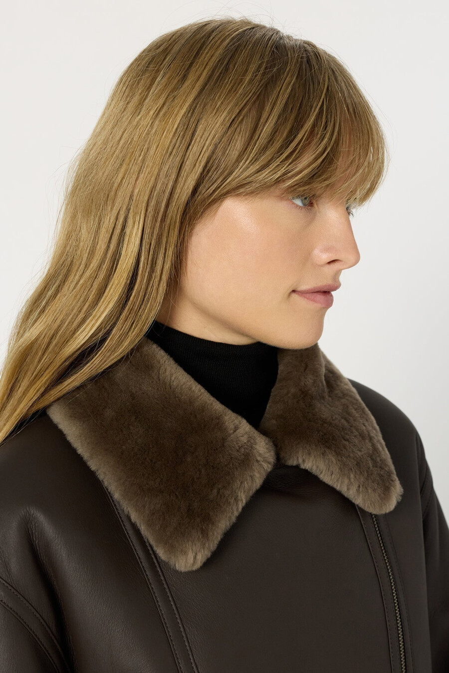 veste de motard en peau lainée - nadia