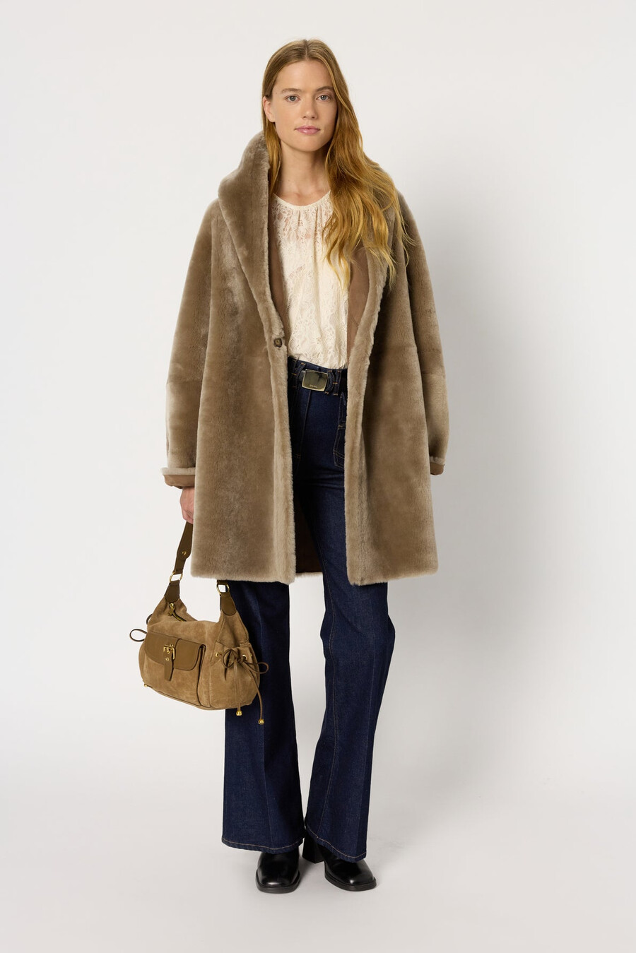 manteau réversible en peau lainée - malia