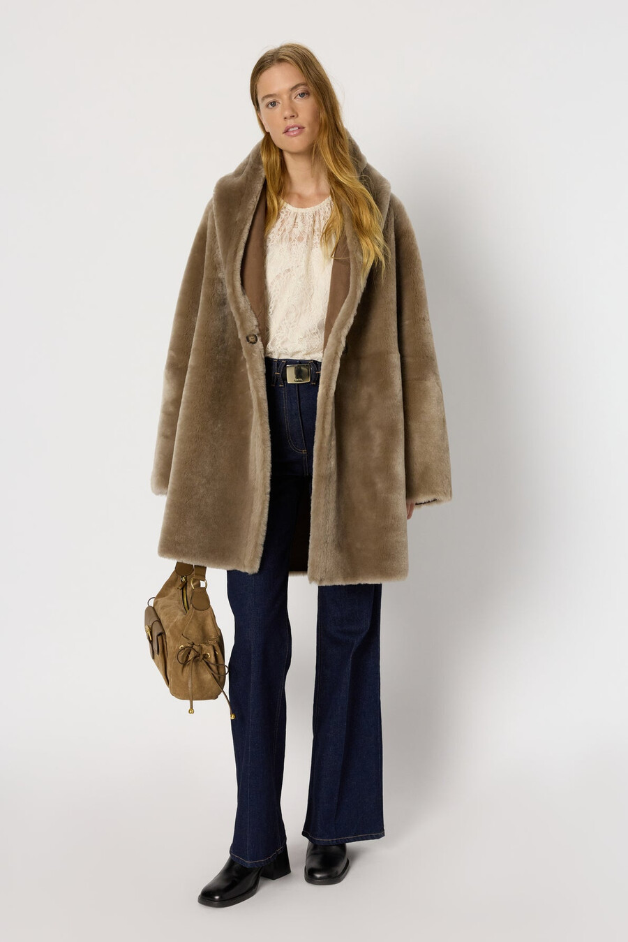 manteau réversible en peau lainée - malia