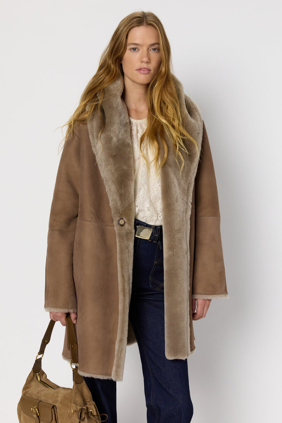 manteau réversible en peau lainée - malia