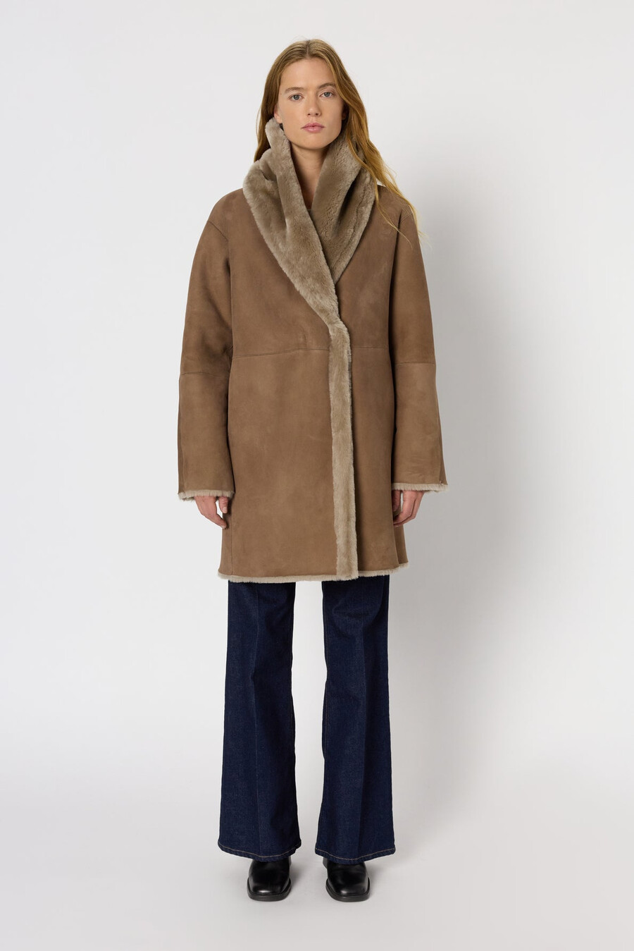 manteau réversible en peau lainée - malia