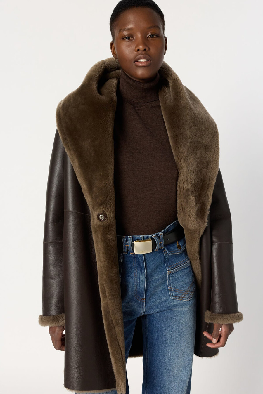 manteau réversible en peau lainée - melina
