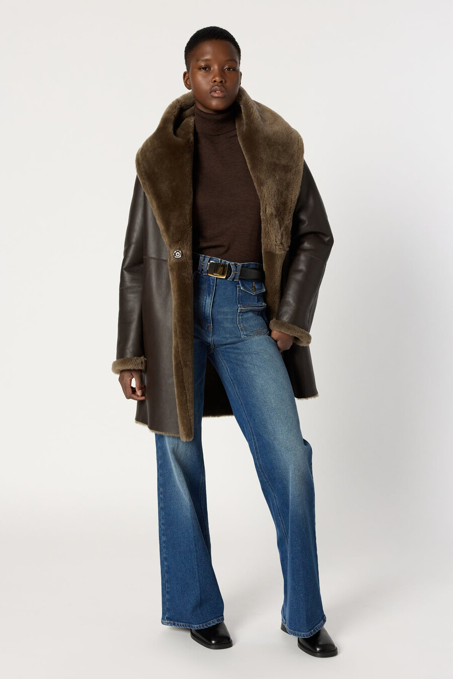 manteau réversible en peau lainée - melina