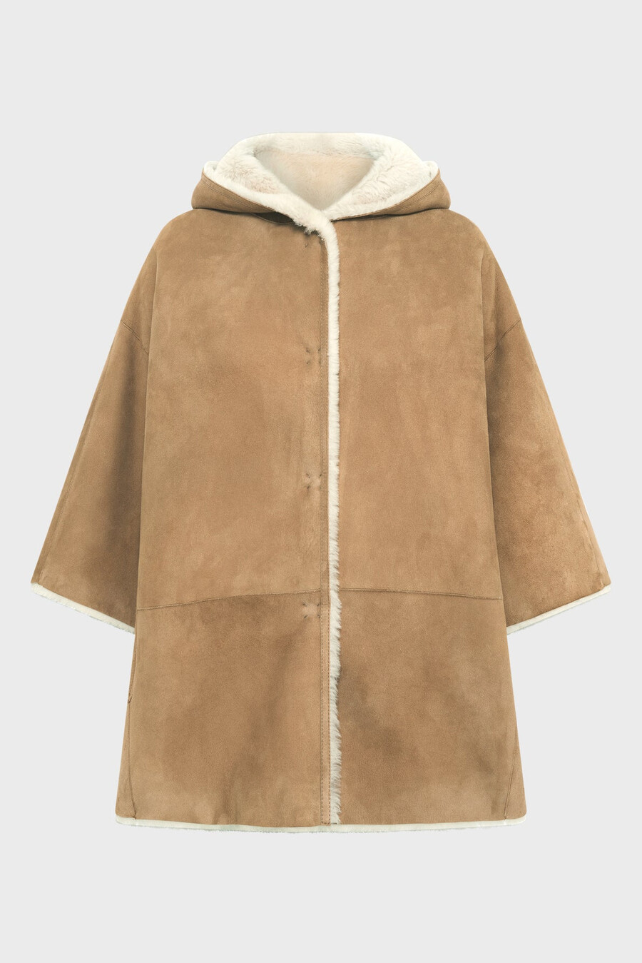 cape à capuche en peau lainée - marion