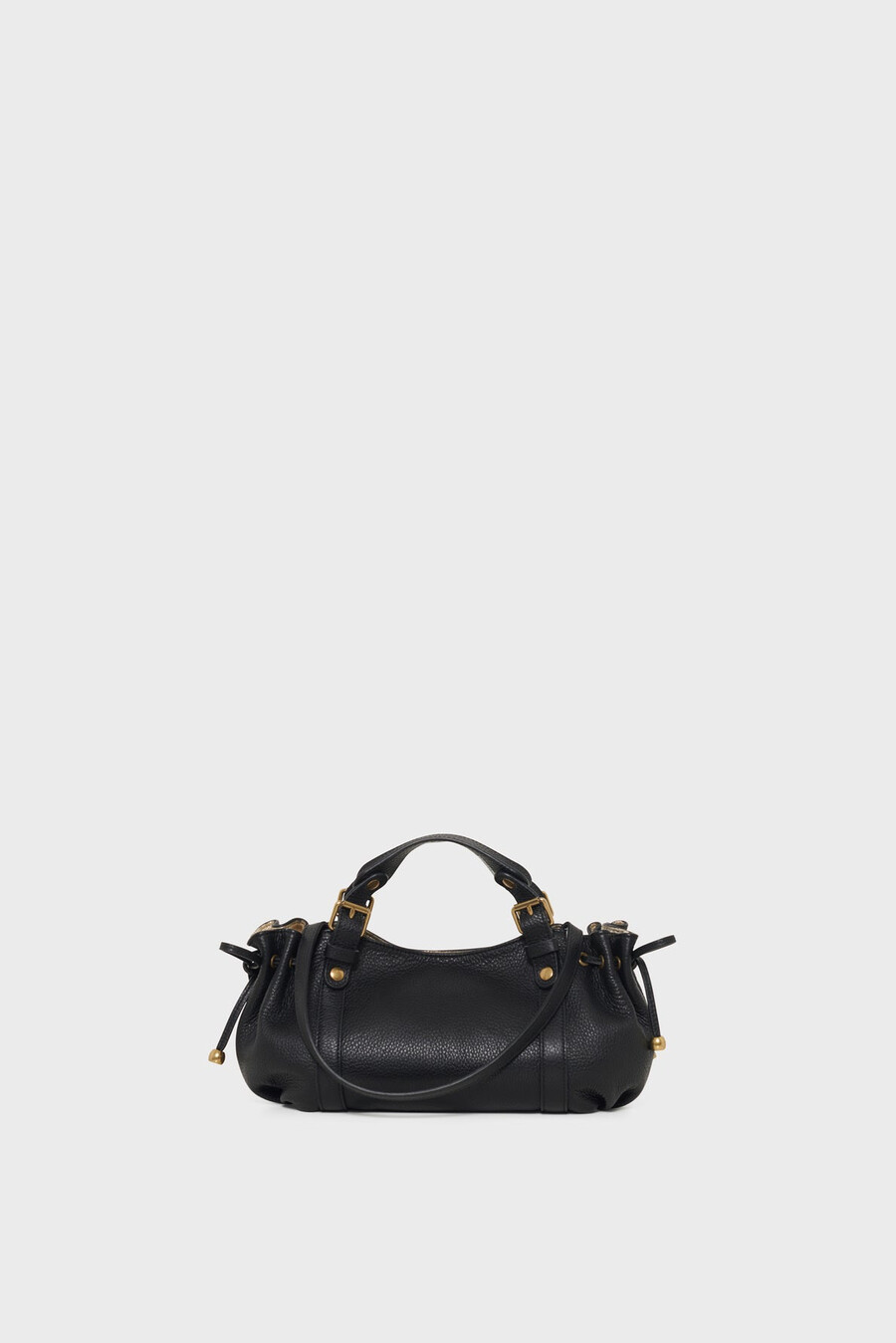 mini sac à main en cuir grainé avec intérieur métallisé - 12h