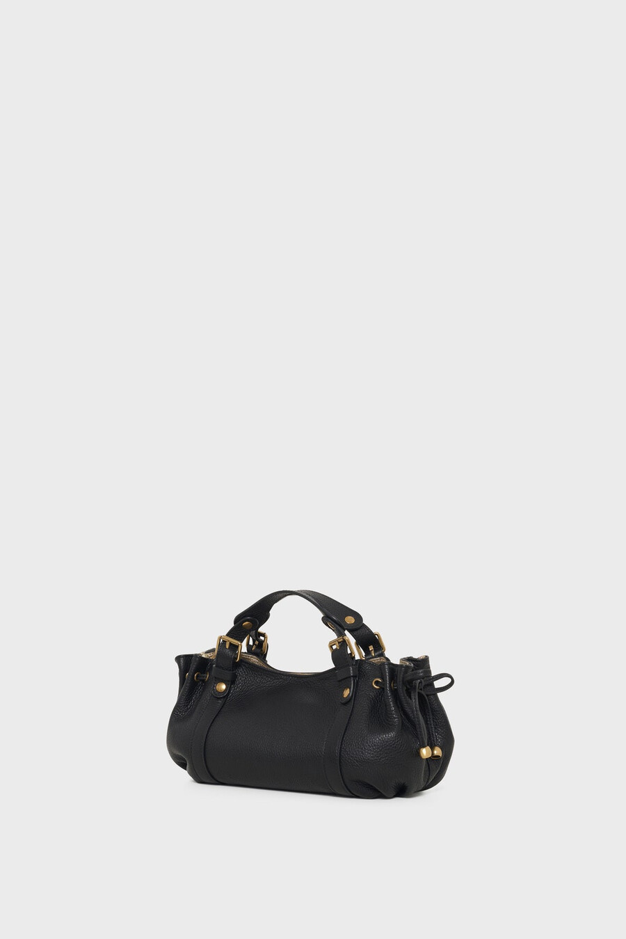 mini sac à main en cuir grainé avec intérieur métallisé - 12h