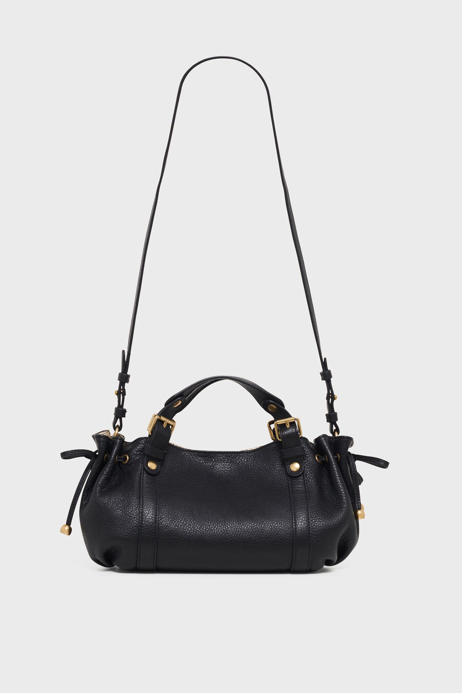 mini sac à main en cuir grainé avec intérieur métallisé - 12h