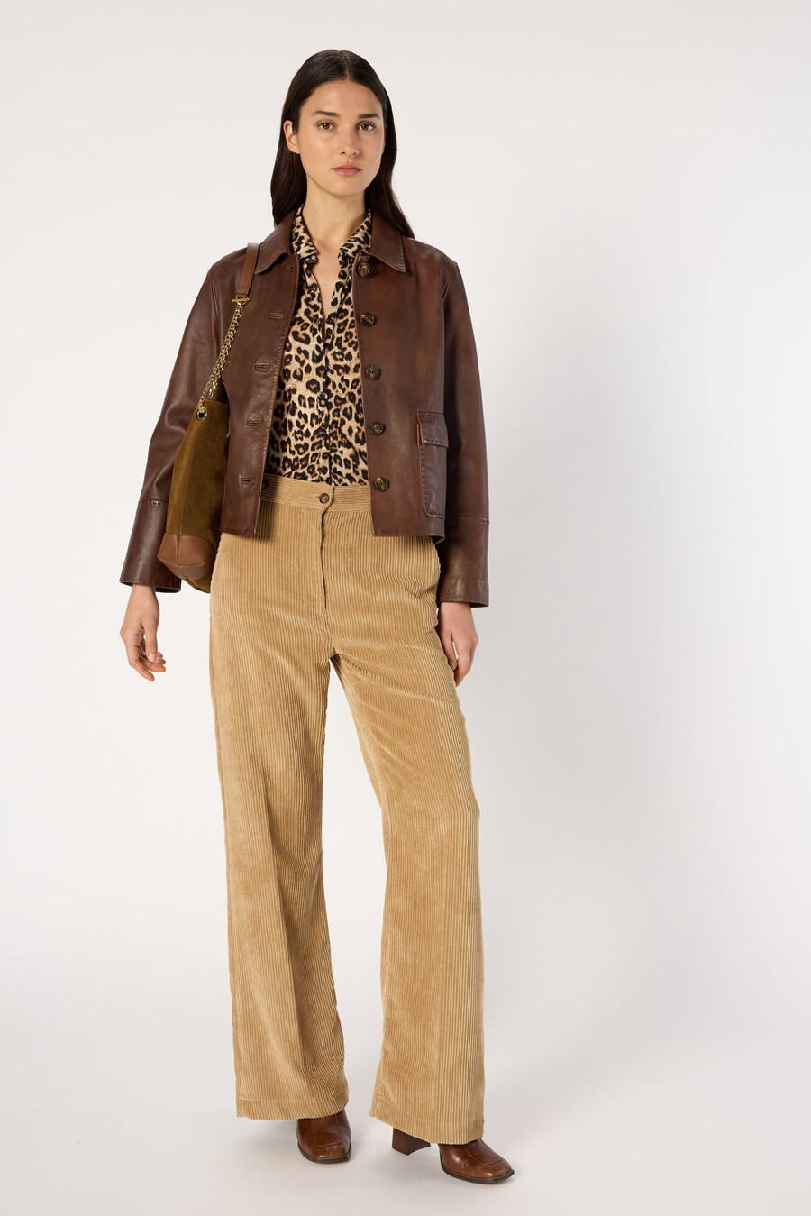 pantalon en velours côtelé à jambes larges - cass