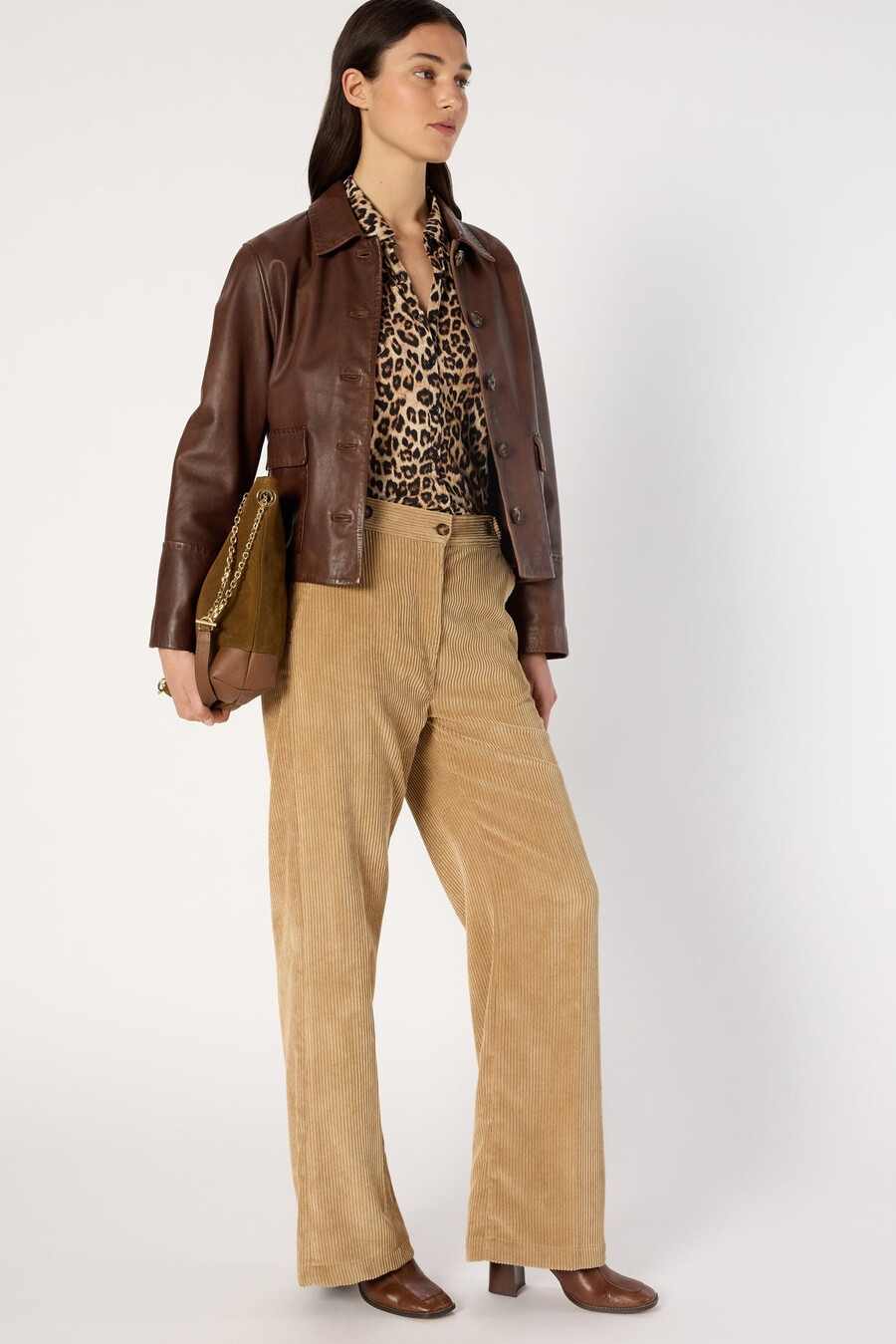 pantalon en velours côtelé à jambes larges - cass