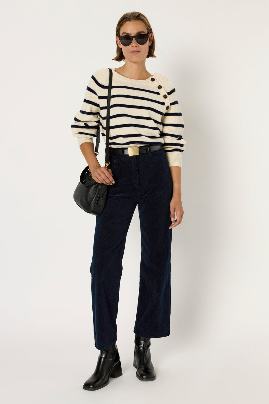 pantalon droit en velours côtelé - celeste