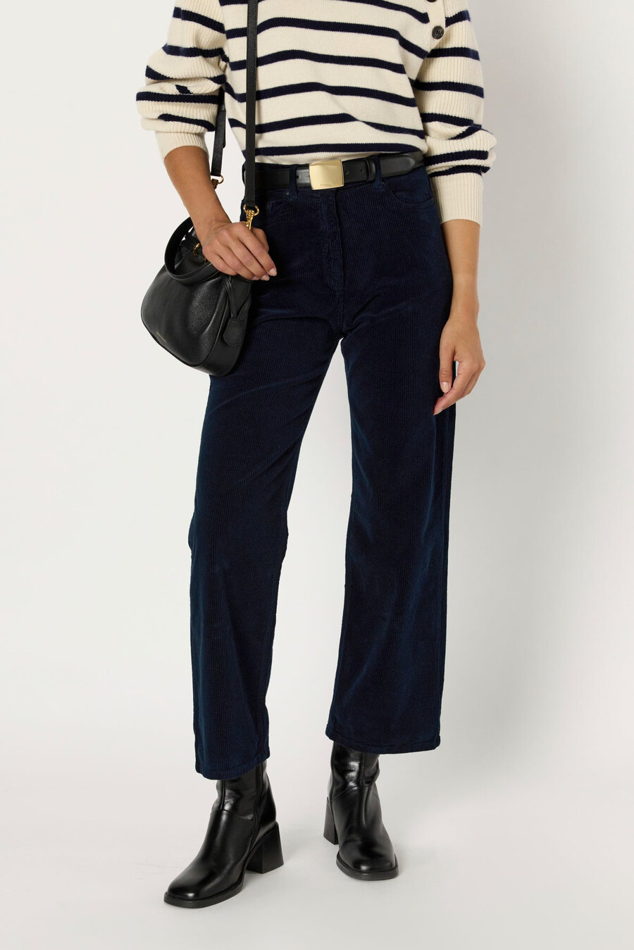 pantalon droit en velours côtelé - celeste