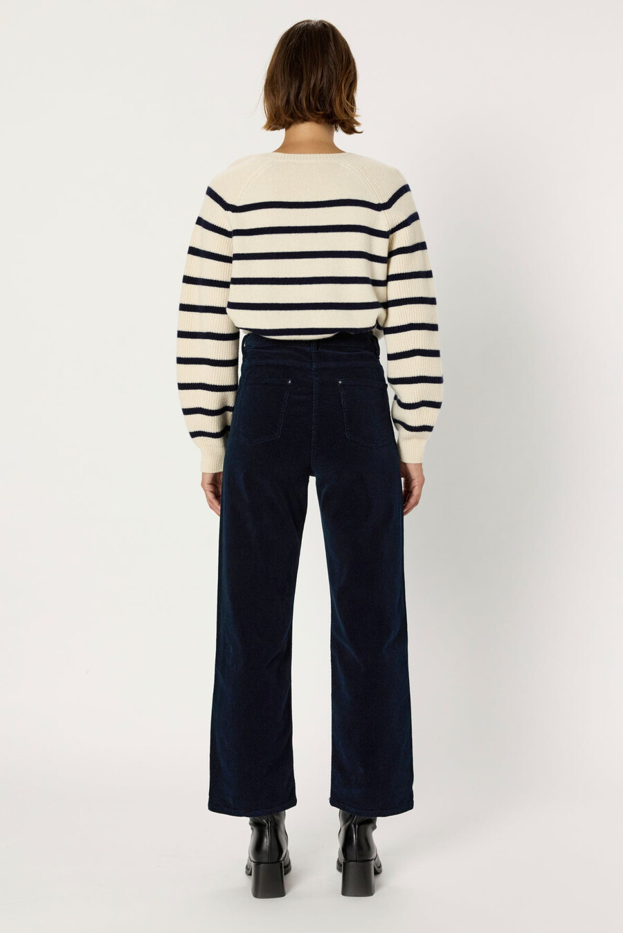 pantalon droit en velours côtelé - celeste