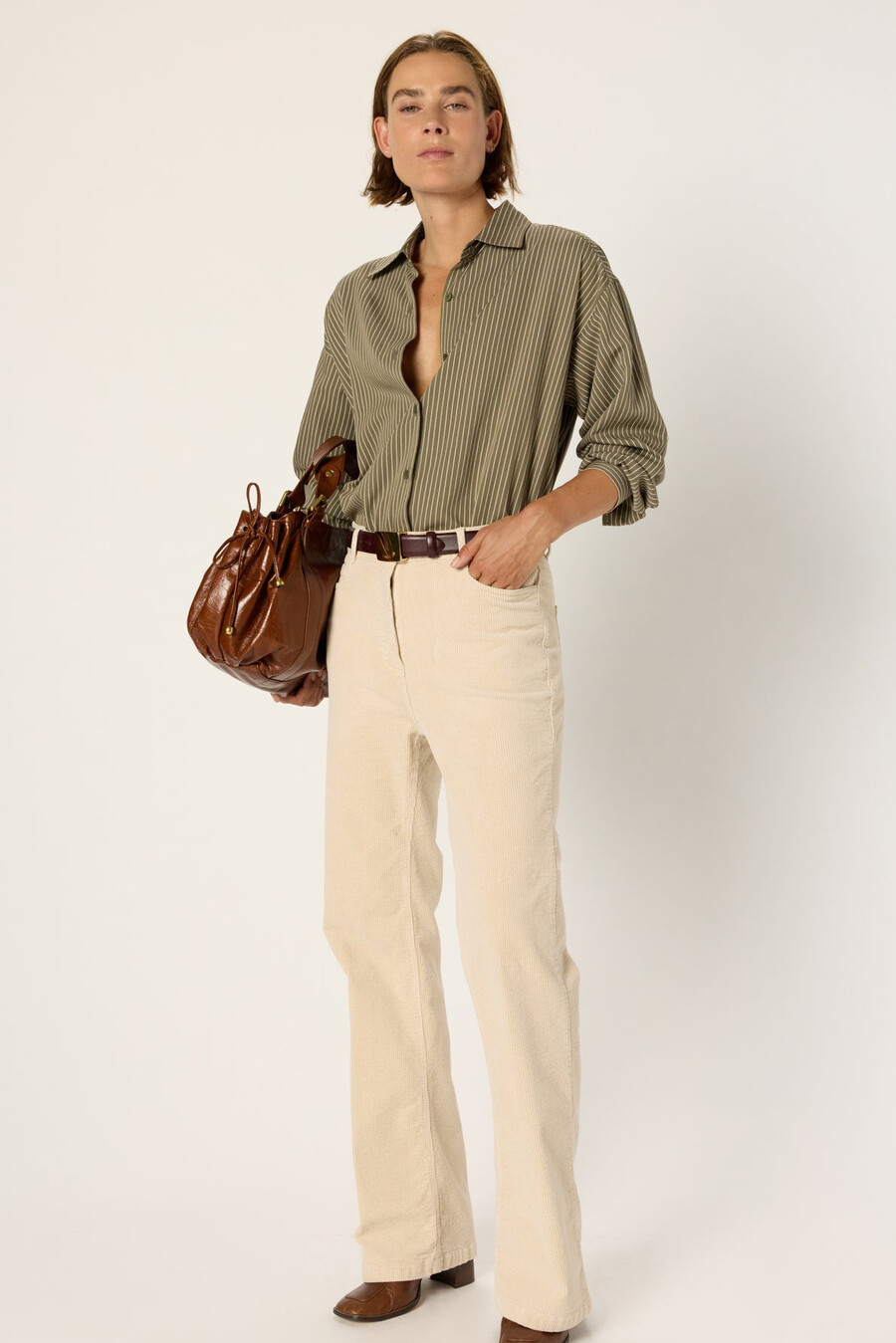pantalon évasé en velours côtelé - chantal