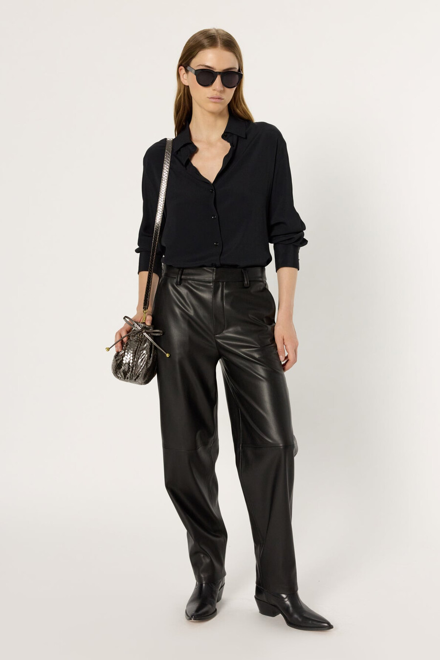 pantalon droit en similicuir - carmen