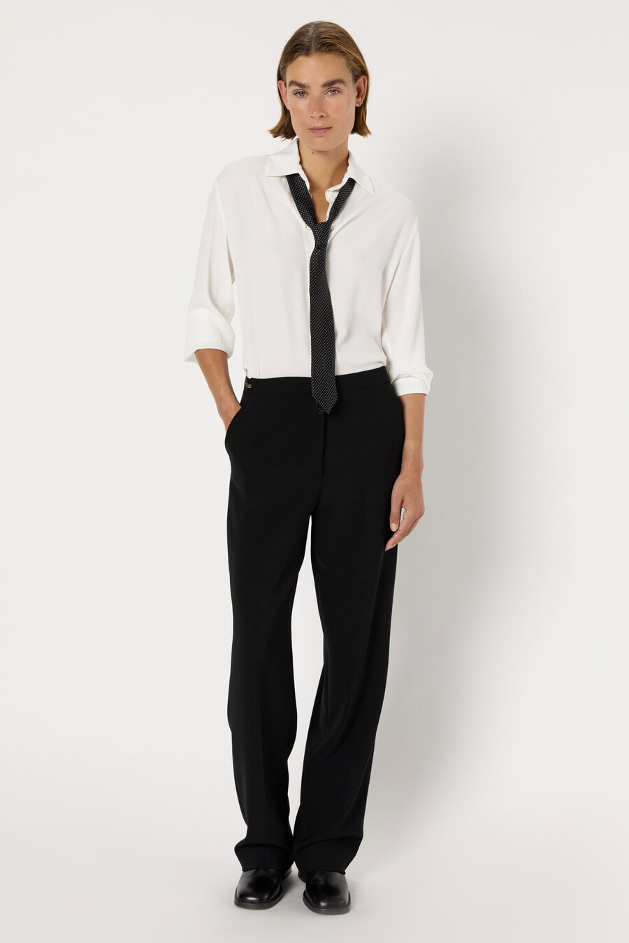 pantalon droit de costume à taille élastique - cecile