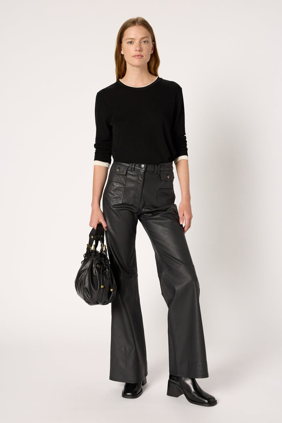 pantalon en cuir évasé - cynthia