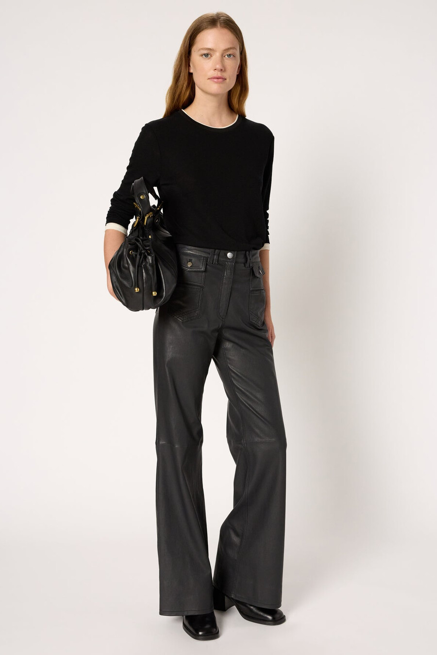 pantalon en cuir évasé - cynthia