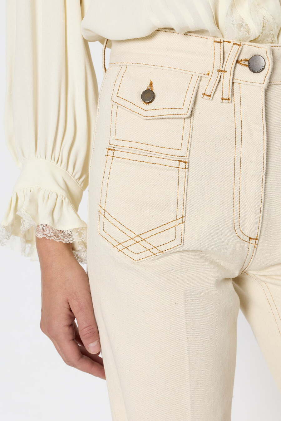 anna - pantalon en jean taille haute à jambes larges