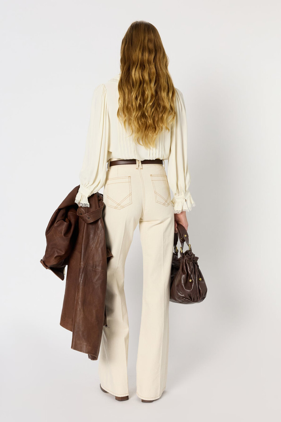 anna - pantalon en jean taille haute à jambes larges