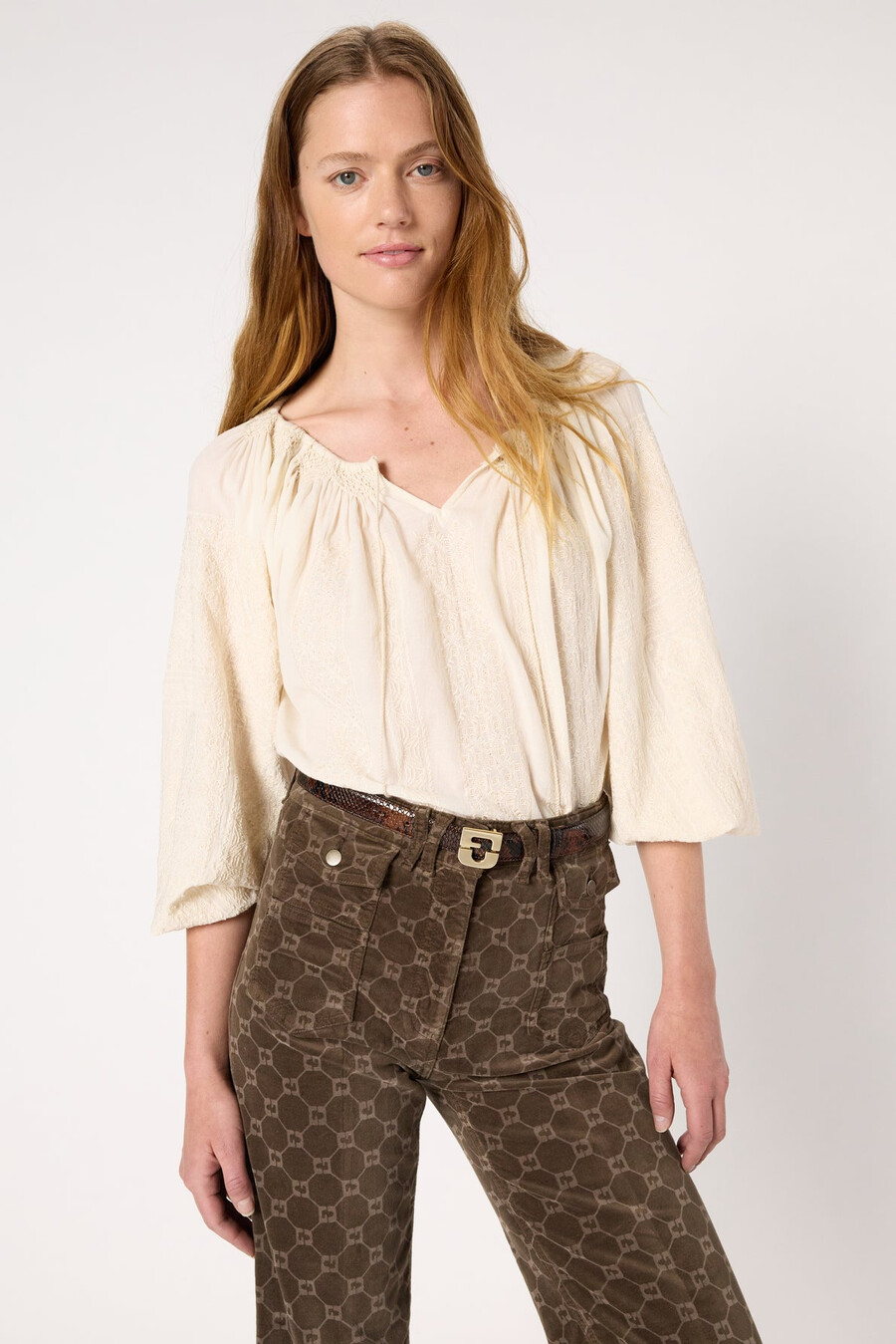 blouse brodée à large encolure - aglae