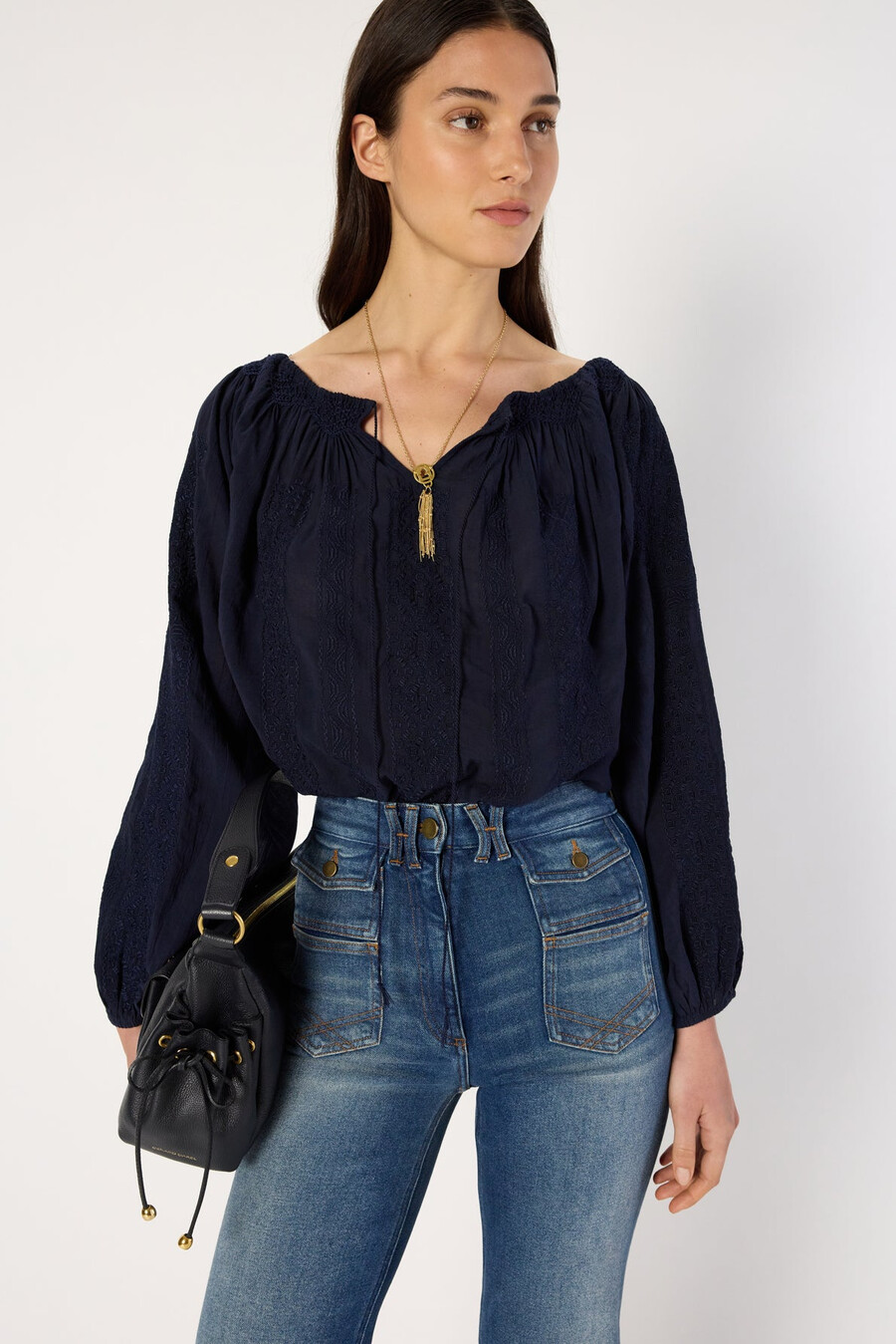 blouse brodée à large encolure - aglae