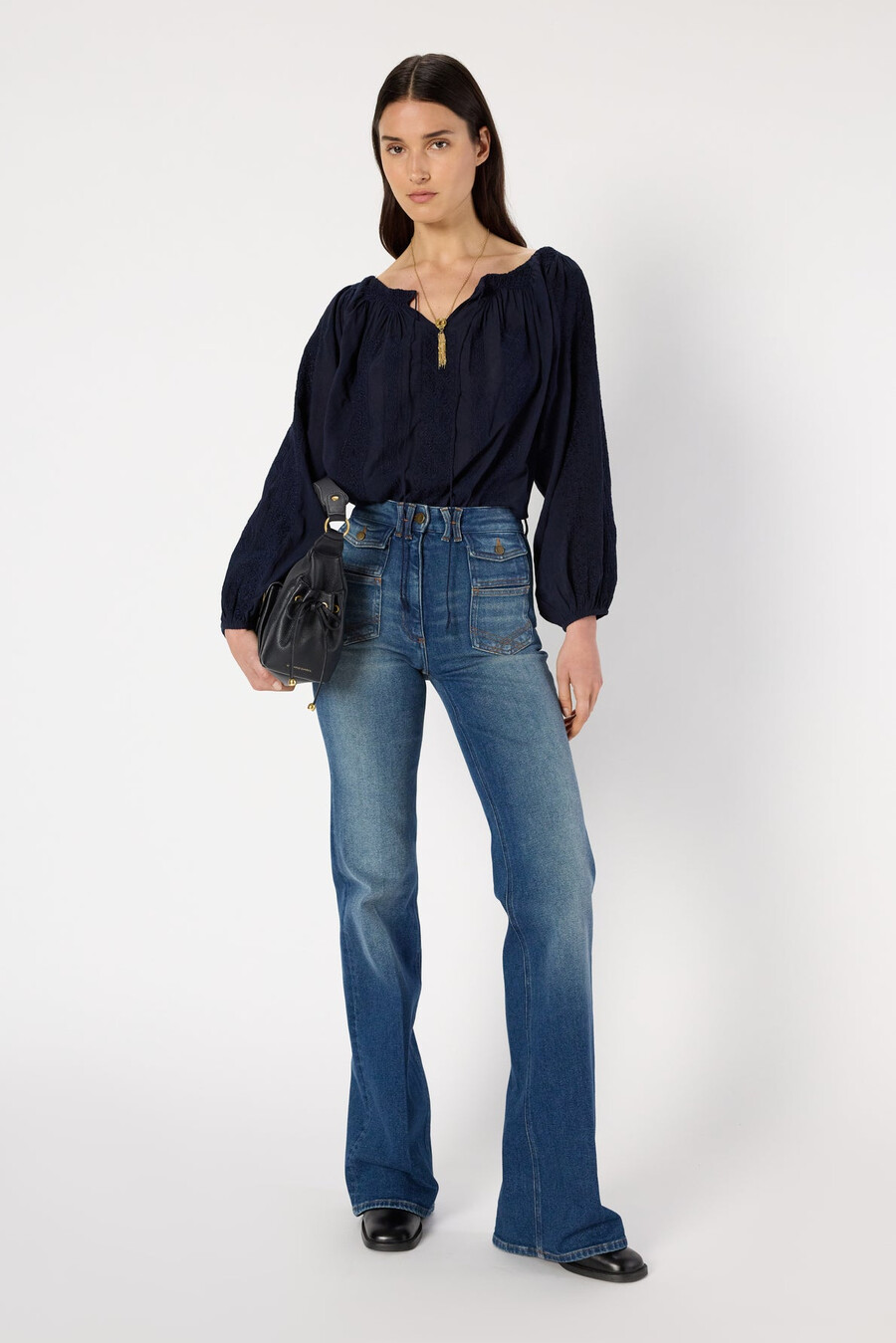 blouse brodée à large encolure - aglae