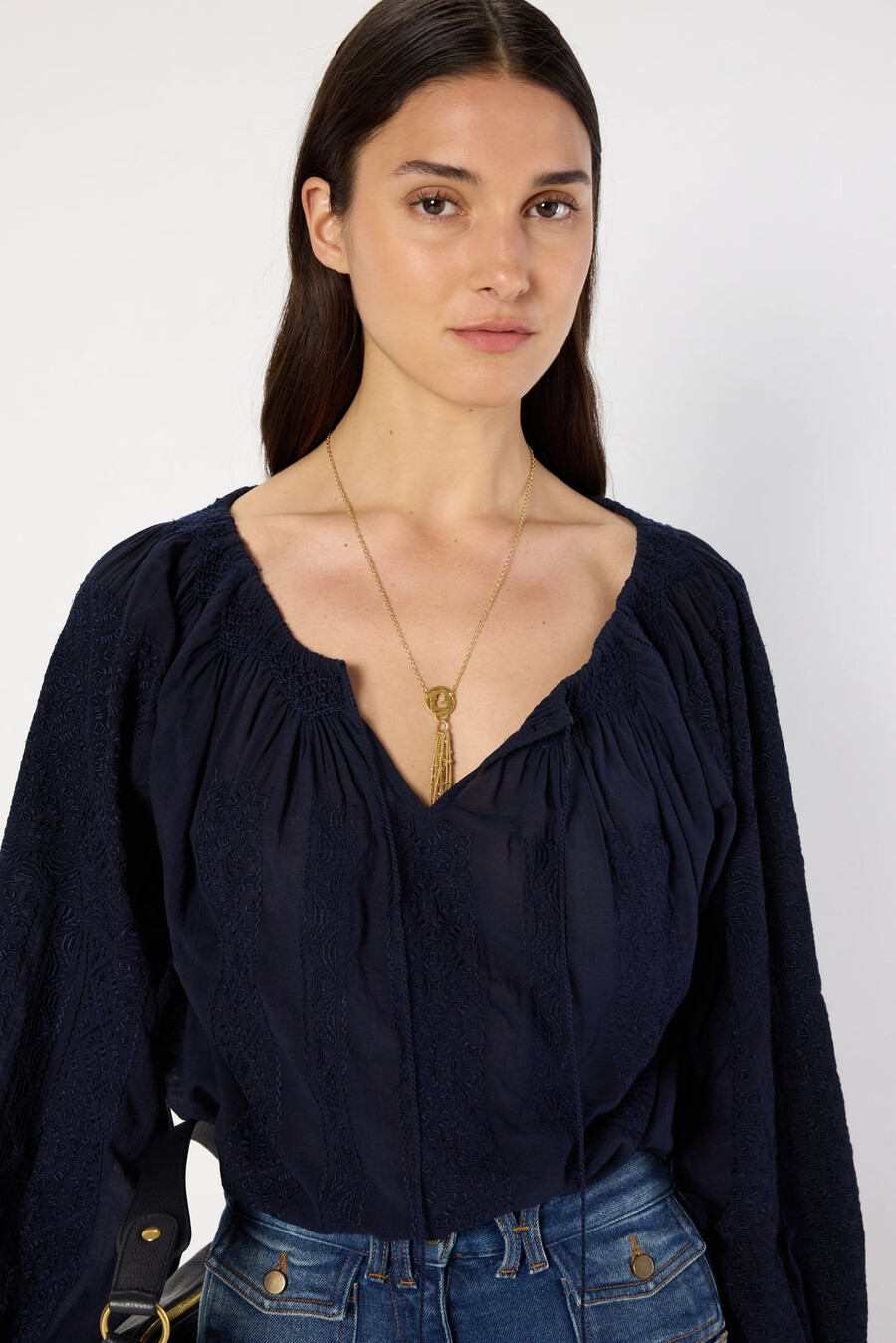 blouse brodée à large encolure - aglae