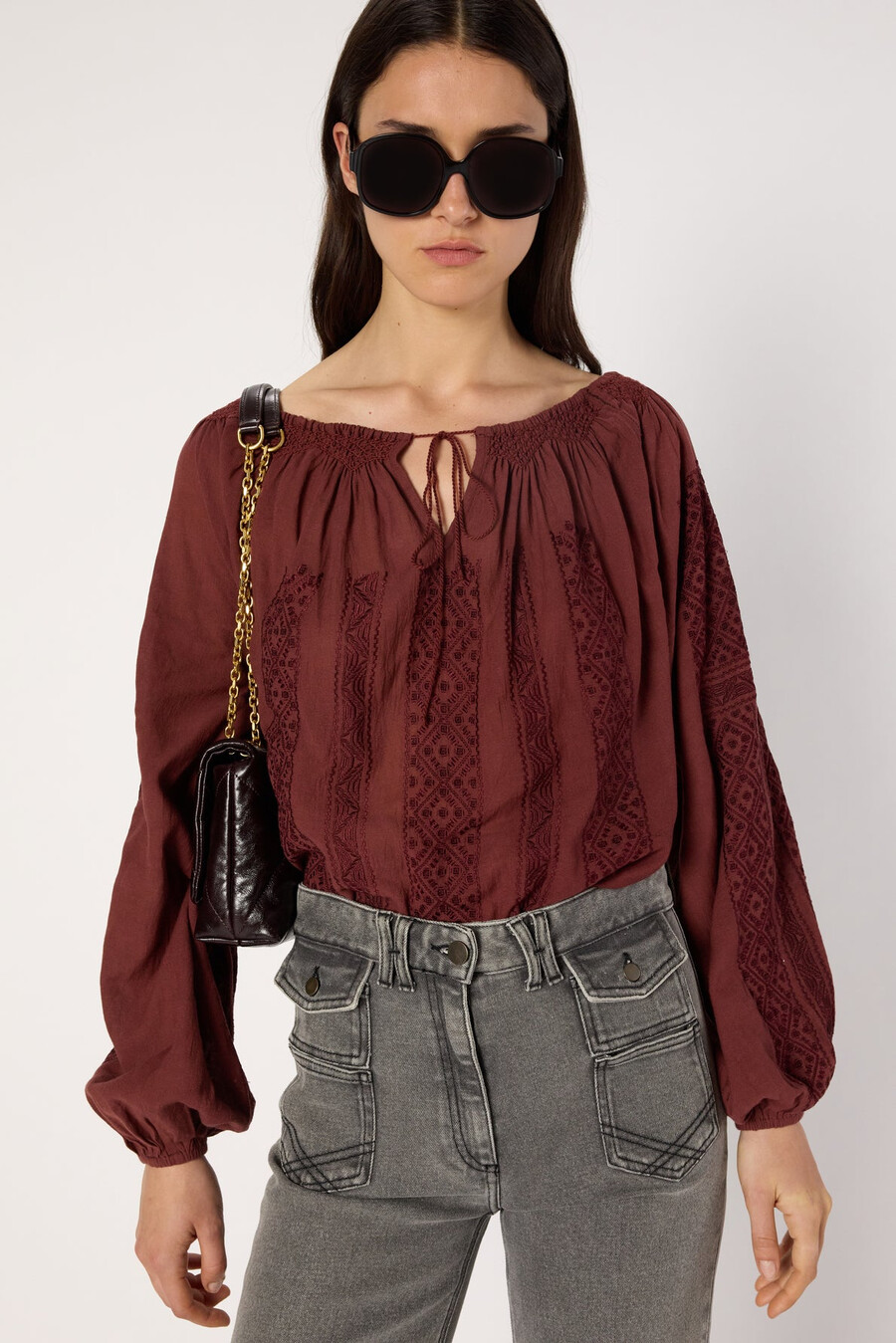 blouse brodée à large encolure - aglae
