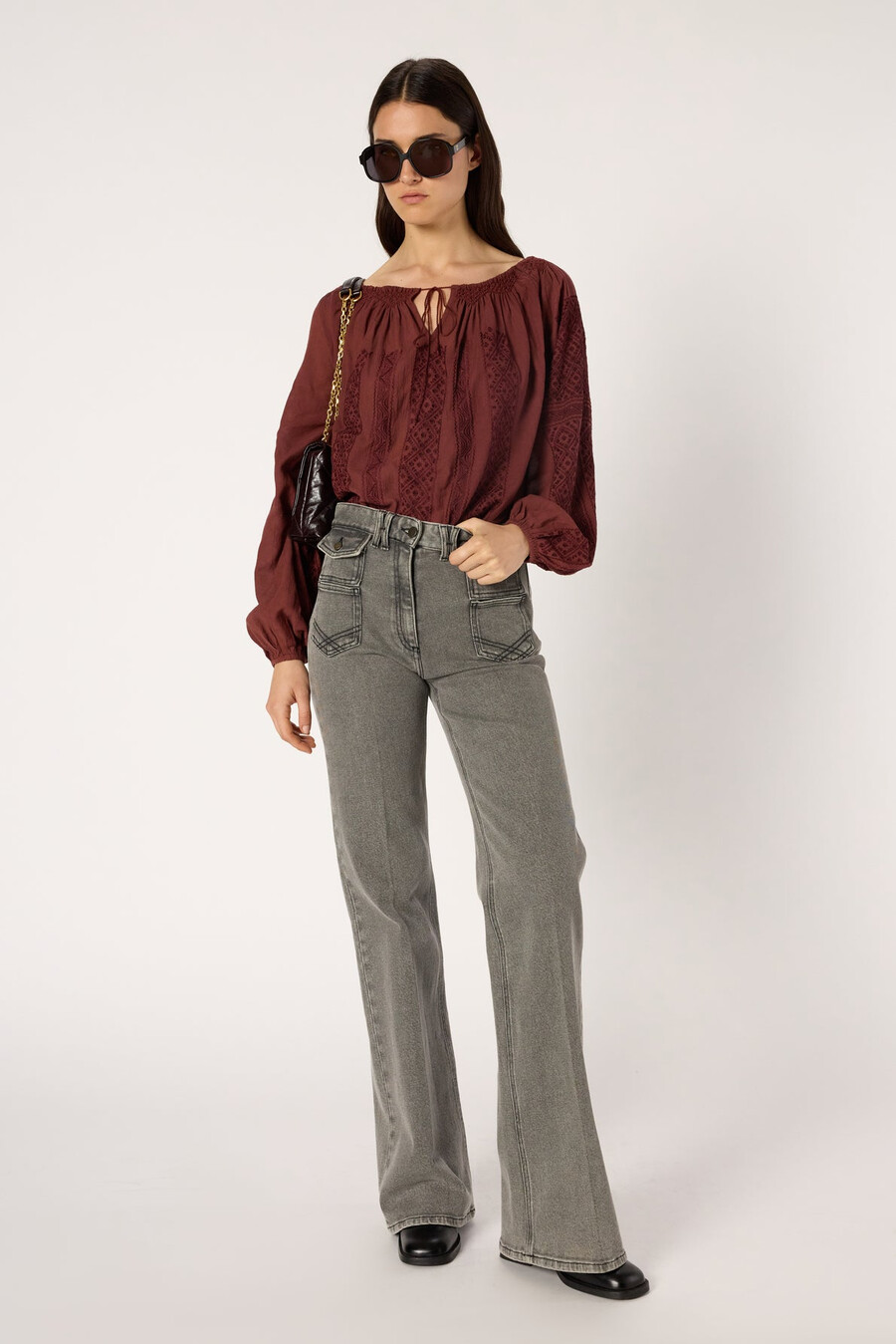 blouse brodée à large encolure - aglae