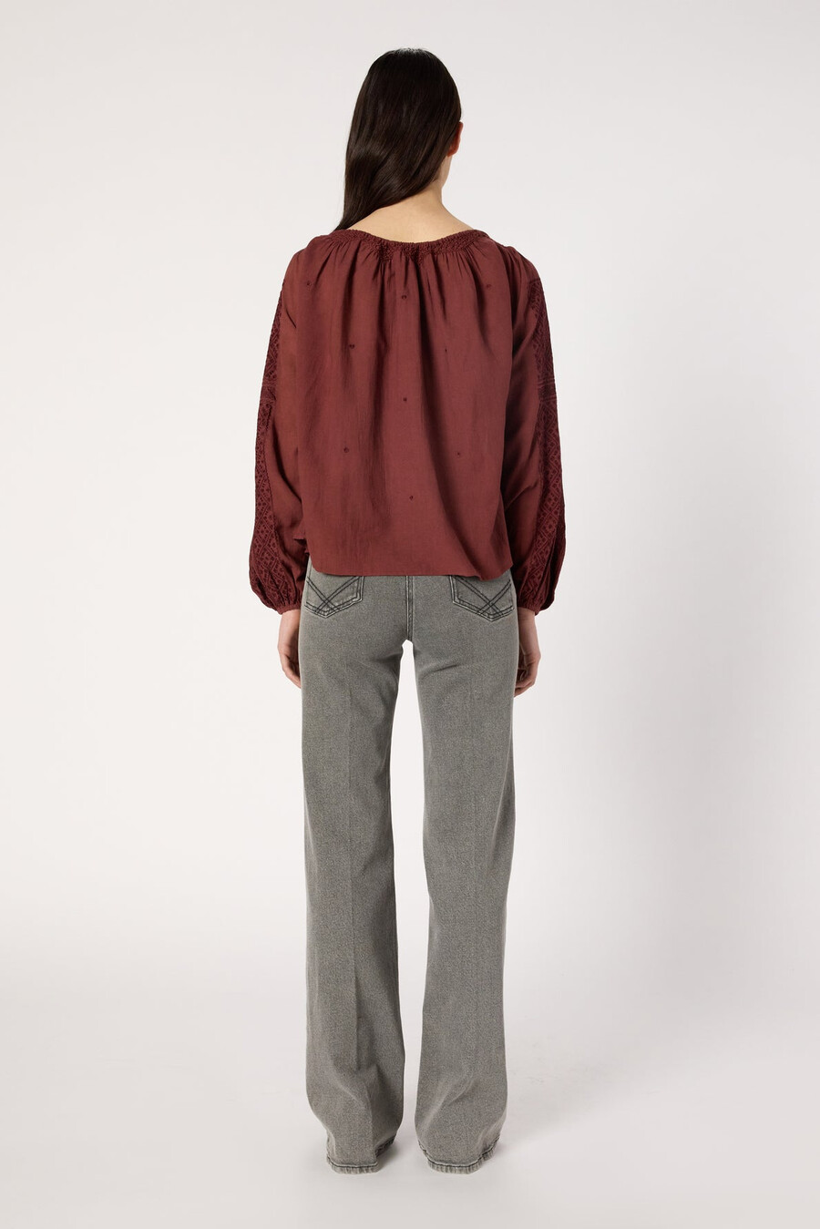 blouse brodée à large encolure - aglae