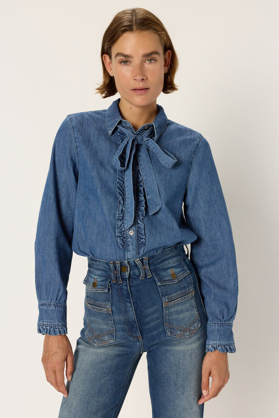 chemise en jean à jabots - alia