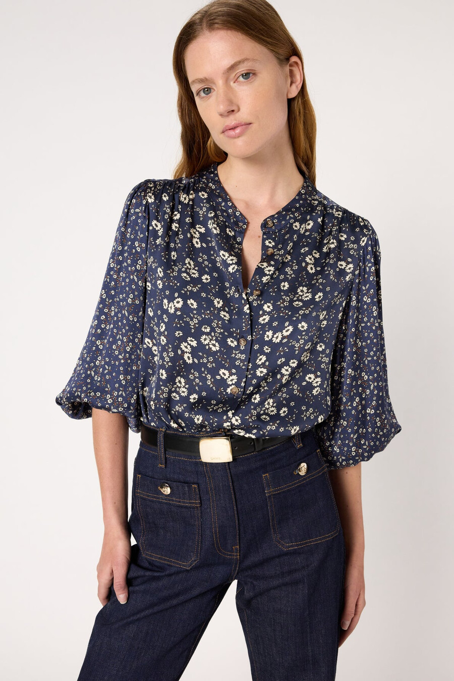 chemise en satin à fleurs - anaelle