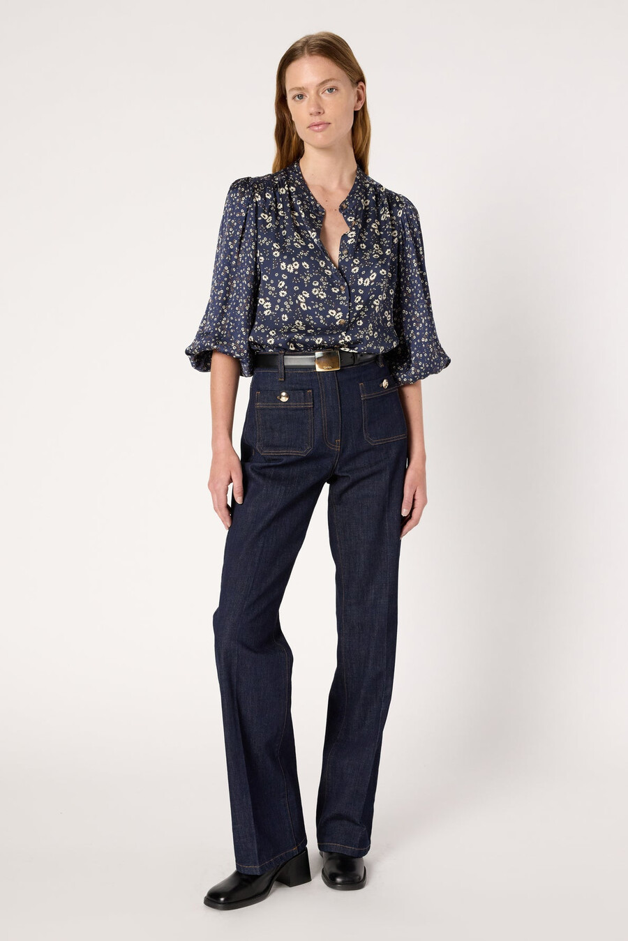 chemise en satin à fleurs - anaelle