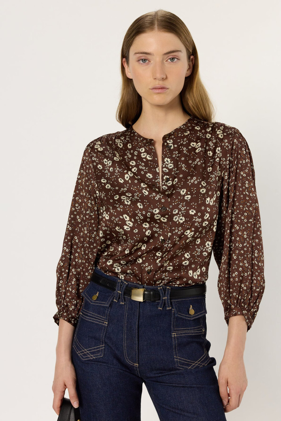 chemise en satin à fleurs - anaelle