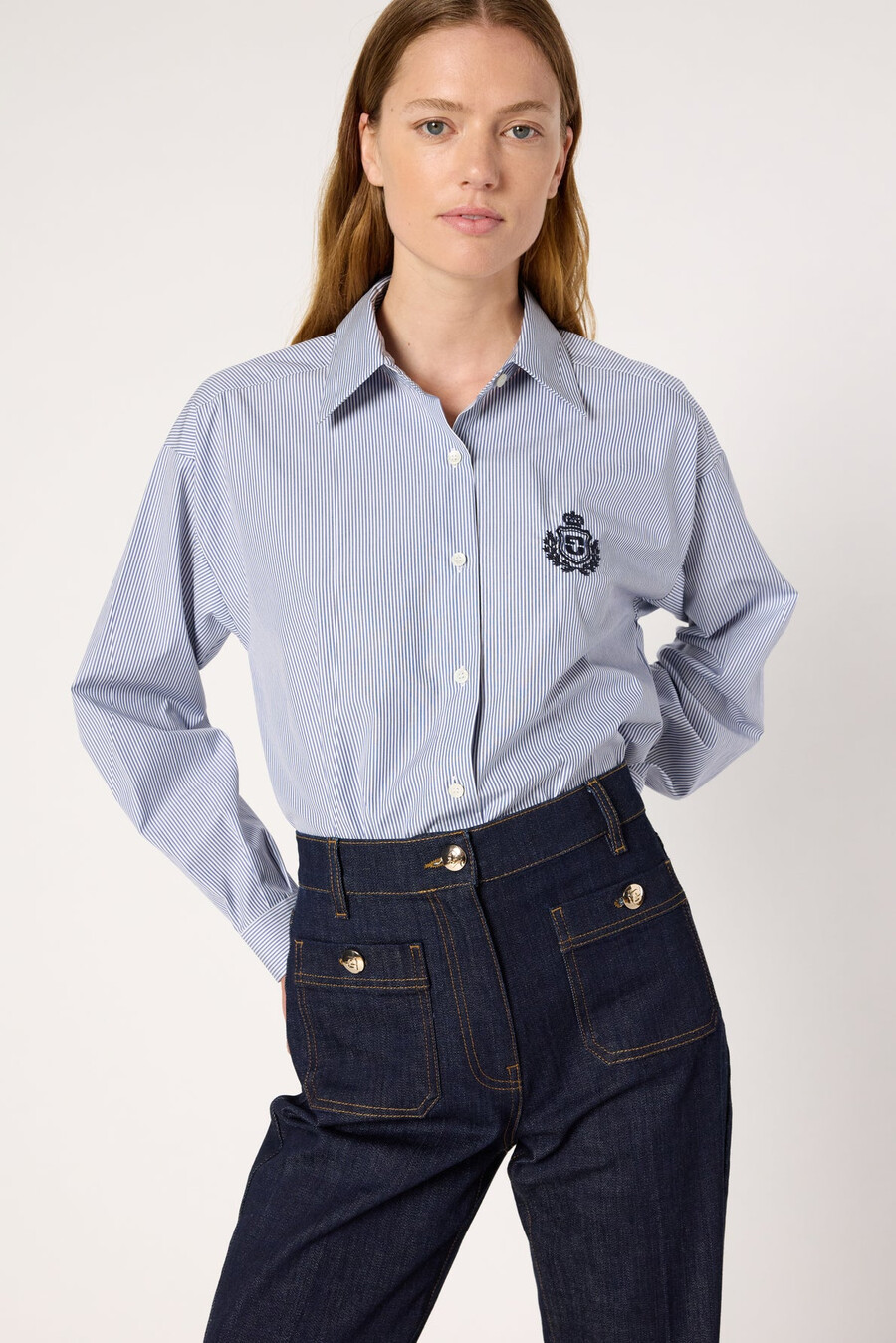 chemise en coton rayé avec armoiries - alison