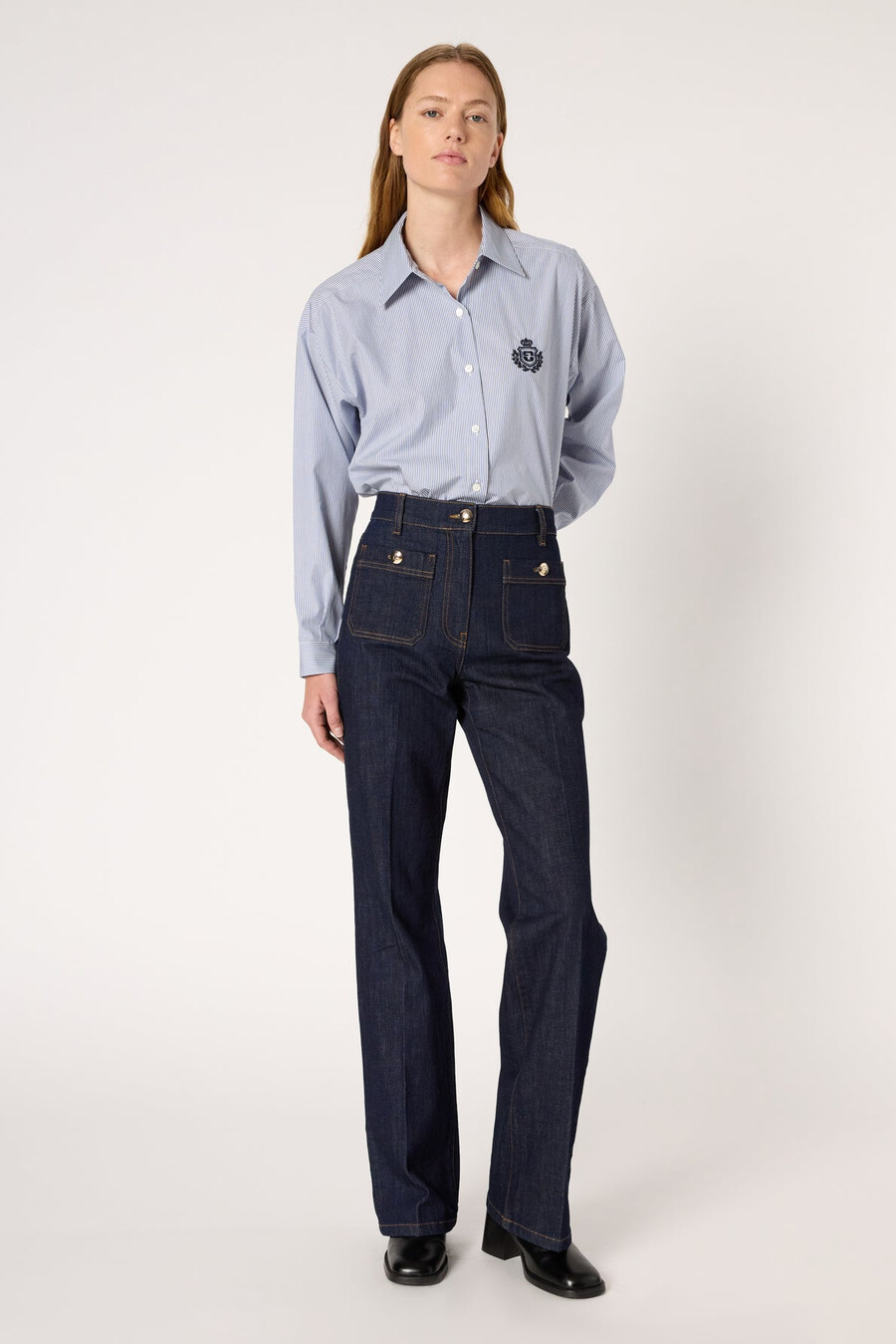 chemise en coton rayé avec armoiries - alison
