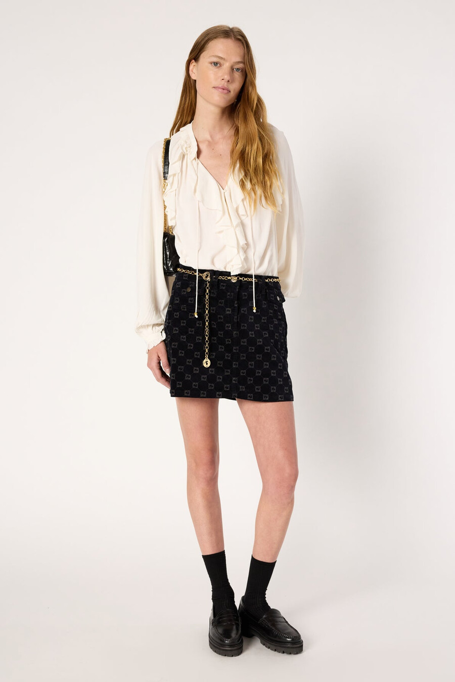 chemise en satin à volants - agnella